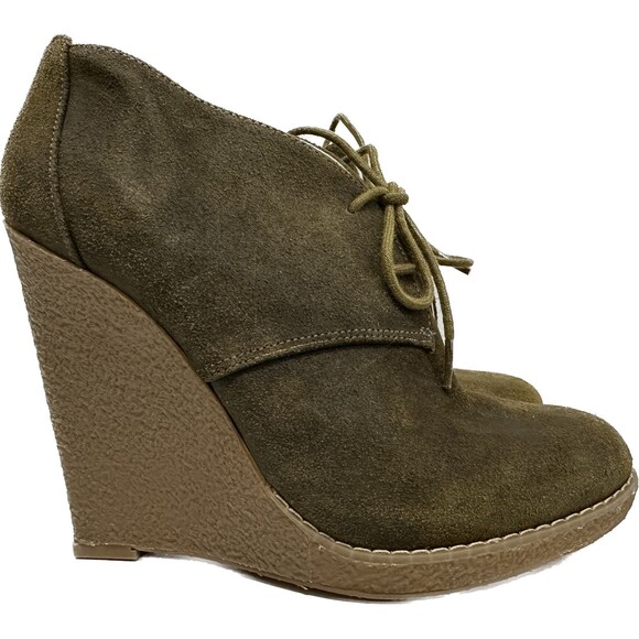 Enzo Angiolini Flory women size 7M suede green leather lace up booties - Picture 1 of 12